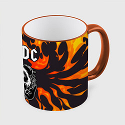 Кружка 3D AC DC рок панда и огонь, цвет: 3D-оранжевый кант