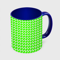 Кружка 3D Зелёные лепестки шестиугольники, цвет: 3D-белый + синий