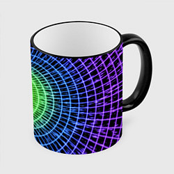 Кружка 3D Червоточина - трехцветная сетка со свечением, цвет: 3D-черный кант