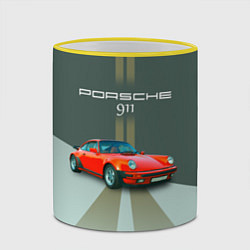 Кружка 3D Porsche спортивный немецкий автомобиль, цвет: 3D-желтый кант — фото 2