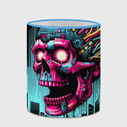 Кружка 3D Cyber skull - ai art fantasy, цвет: 3D-небесно-голубой кант — фото 2