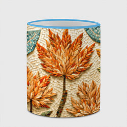 Кружка 3D Мозаика осенняя листва в теплых тонах, цвет: 3D-небесно-голубой кант — фото 2