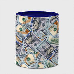 Кружка 3D Банкноты сто долларов, цвет: 3D-белый + синий — фото 2