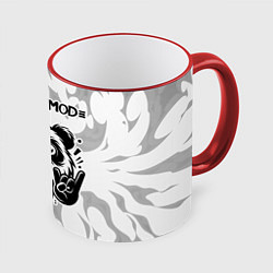 Кружка 3D Depeche Mode рок панда на светлом фоне, цвет: 3D-красный кант