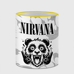 Кружка 3D Nirvana рок панда на светлом фоне, цвет: 3D-желтый кант — фото 2