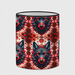 Кружка 3D Серые волки на красном фоне, цвет: 3D-черный кант — фото 2