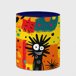 Кружка 3D Красочная абстракция с черным персонажем, цвет: 3D-белый + синий — фото 2