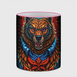Кружка 3D Военный русский медведь, цвет: 3D-розовый кант — фото 2