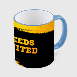 Кружка 3D Leeds United - gold gradient по-горизонтали, цвет: 3D-небесно-голубой кант