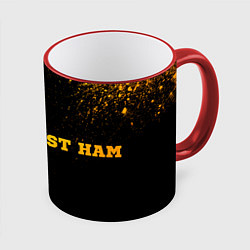 Кружка 3D West Ham - gold gradient по-горизонтали, цвет: 3D-красный кант