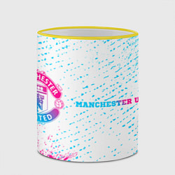 Кружка 3D Manchester United neon gradient style по-горизонта, цвет: 3D-желтый кант — фото 2