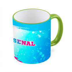 Кружка 3D Arsenal neon gradient style по-горизонтали, цвет: 3D-светло-зеленый кант