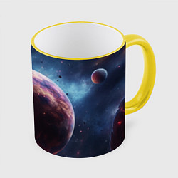 Кружка 3D Космос и планета, цвет: 3D-желтый кант