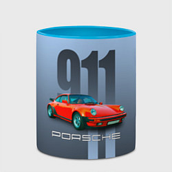 Кружка 3D Винтажный автомобиль Porsche 911 Carrera, цвет: 3D-белый + небесно-голубой — фото 2