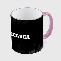 Кружка 3D Chelsea sport на темном фоне по-горизонтали, цвет: 3D-розовый кант