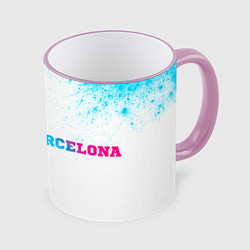 Кружка 3D Barcelona neon gradient style по-горизонтали, цвет: 3D-розовый кант