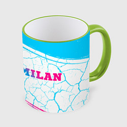Кружка 3D AC Milan neon gradient style по-горизонтали, цвет: 3D-светло-зеленый кант