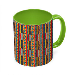 Кружка 3D Африканские полоски, цвет: 3D-белый + светло-зеленый