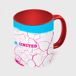 Кружка 3D Leeds United neon gradient style по-горизонтали, цвет: 3D-белый + красный