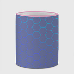 Кружка 3D Шестигранники индиго, цвет: 3D-розовый кант — фото 2