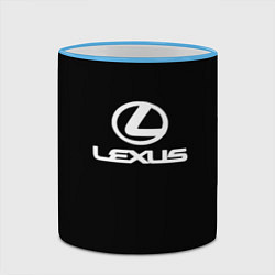 Кружка 3D Lexus white logo, цвет: 3D-небесно-голубой кант — фото 2