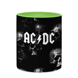Кружка 3D AC DC - черные черепа, цвет: 3D-белый + светло-зеленый — фото 2