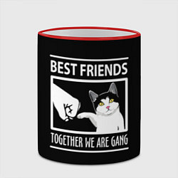 Кружка 3D Лучшие друзья человек икот, цвет: 3D-красный кант — фото 2