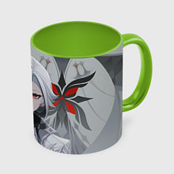 Кружка 3D Arlecchino Genshin Impact, цвет: 3D-белый + светло-зеленый