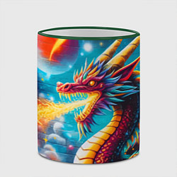 Кружка 3D Космический дракон - граффити, цвет: 3D-зеленый кант — фото 2
