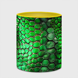 Кружка 3D Зеленая змеиная кожа, цвет: 3D-белый + желтый — фото 2