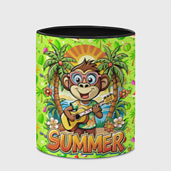 Кружка 3D Обезьяна с гитарой летний вайб, цвет: 3D-белый + черный — фото 2