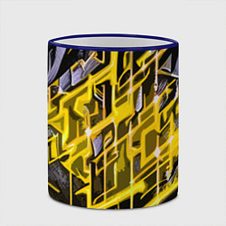 Кружка 3D Yellow and white abstraction, цвет: 3D-синий кант — фото 2