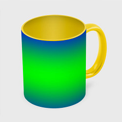 Кружка 3D Зелёный градиент текстура, цвет: 3D-белый + желтый