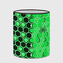 Кружка 3D Техно-киберпанк шестиугольники зелёный и чёрный с, цвет: 3D-черный кант — фото 2
