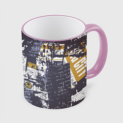 Кружка 3D Газетная страничка, цвет: 3D-розовый кант