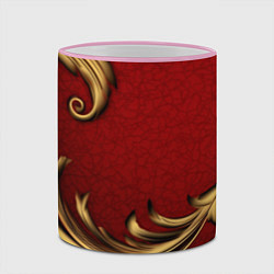Кружка 3D Классический золотой узор на красном бархате, цвет: 3D-розовый кант — фото 2