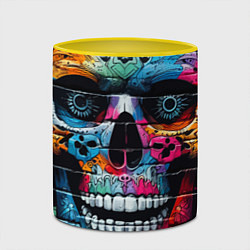 Кружка 3D Crazy color skull - graffiti, цвет: 3D-белый + желтый — фото 2