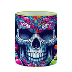 Кружка 3D Ai art skull - graffiti, цвет: 3D-светло-зеленый кант — фото 2