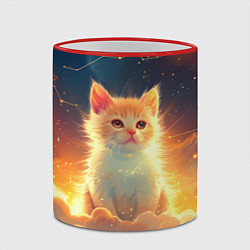 Кружка 3D Котик и космические созвездия, цвет: 3D-красный кант — фото 2