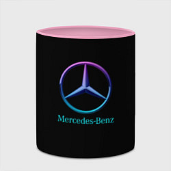 Кружка 3D Mercedes neon logo, цвет: 3D-белый + розовый — фото 2