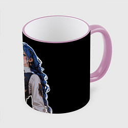 Кружка 3D Mushoku Tensei - Рокси тян, цвет: 3D-розовый кант