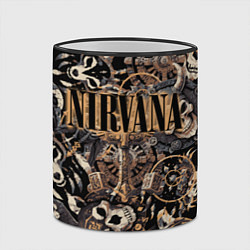 Кружка 3D Nirvana на фоне масок викингов рун и воронов, цвет: 3D-черный кант — фото 2
