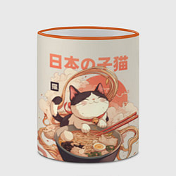 Кружка 3D Ramen and the cat, цвет: 3D-оранжевый кант — фото 2