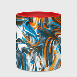 Кружка 3D Иллюзия смешанных абстрактных красок, цвет: 3D-белый + красный — фото 2