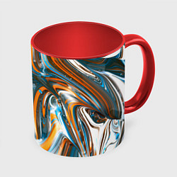 Кружка 3D Иллюзия смешанных абстрактных красок, цвет: 3D-белый + красный