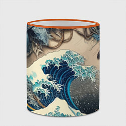 Кружка 3D Collage of all sorts of things and a wave, цвет: 3D-оранжевый кант — фото 2