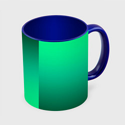 Кружка 3D Яркий зеленый градиентный комбинированный фон, цвет: 3D-белый + синий