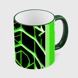 Кружка 3D Green lines on a black background, цвет: 3D-зеленый кант