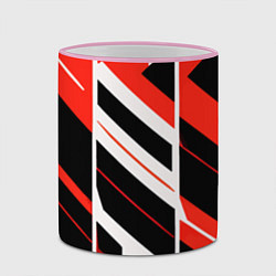 Кружка 3D Black and red stripes on a white background, цвет: 3D-розовый кант — фото 2