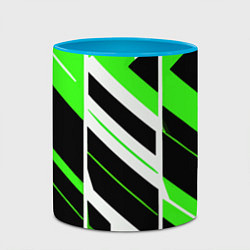 Кружка 3D Black and green stripes on a white background, цвет: 3D-белый + небесно-голубой — фото 2